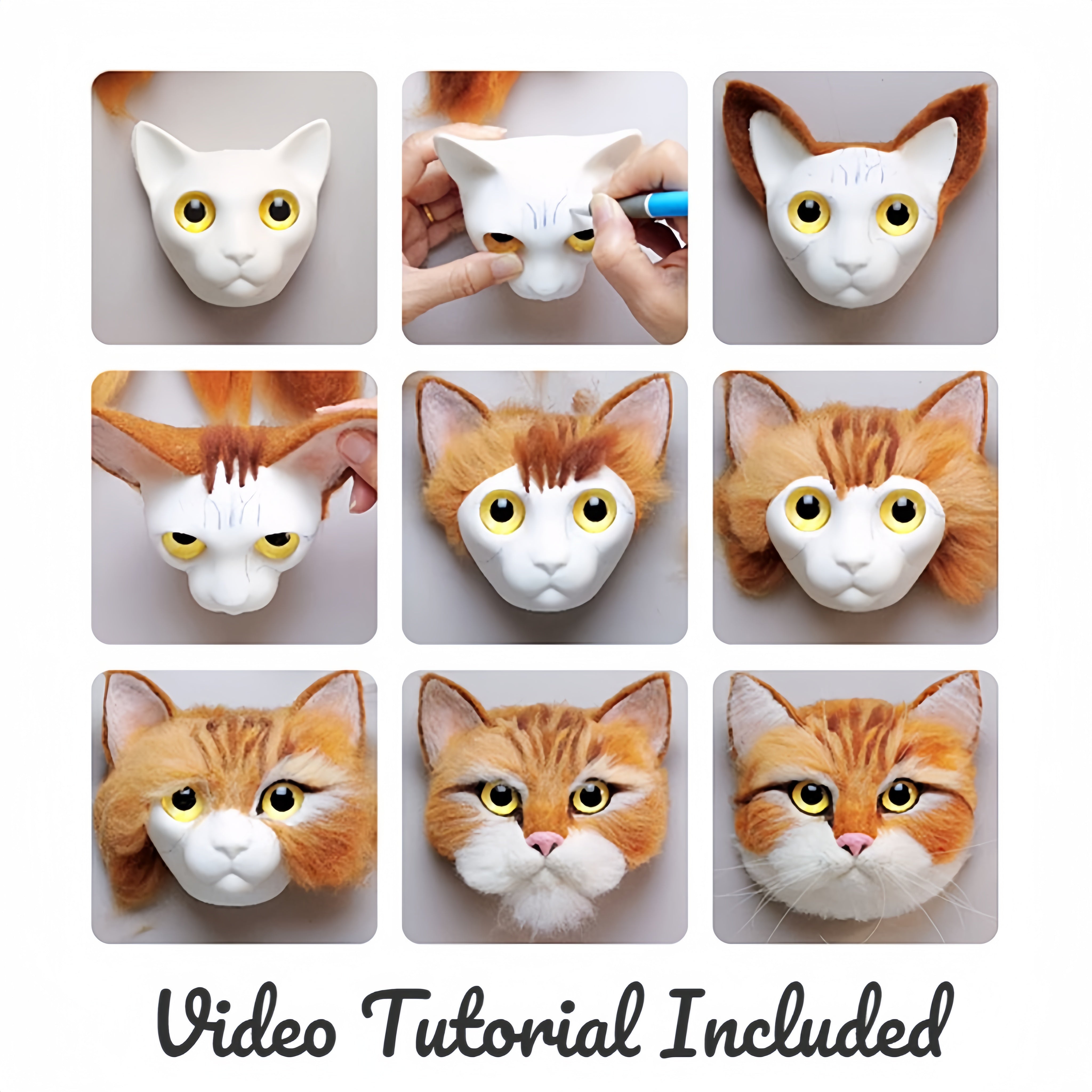 Needle Felting DIY Kit for Cats - Regular Size (Without Frame)